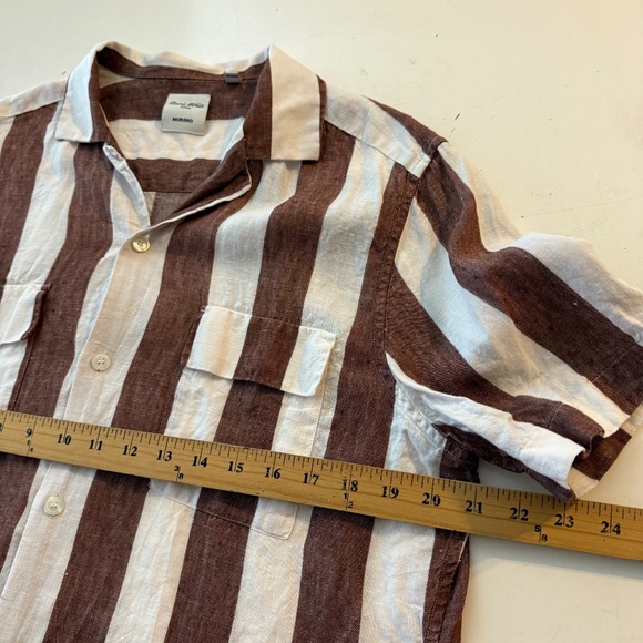 Baird McNutt Murano 100% Linen White Brown Striped Casual Button Up Shirt LARGE - Picture 5 of 7
